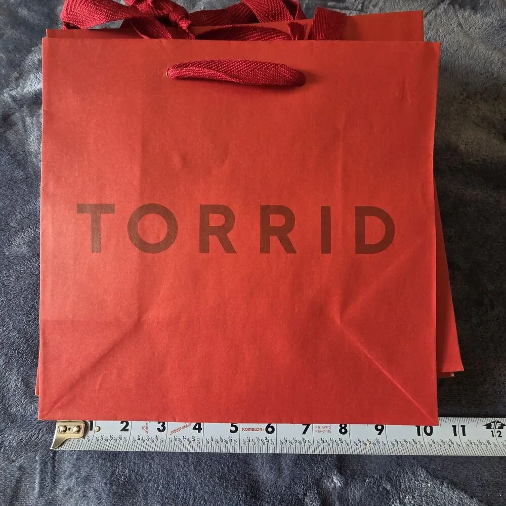 (15) TORRID Shopping Bags, About 9.5 X 10 X 5“ Paper Tote, Ribbon Handles, Red
